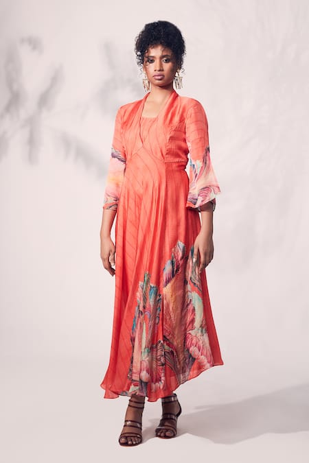 Whimsical By Shica Stripe Chrysanthemum Print Dress 