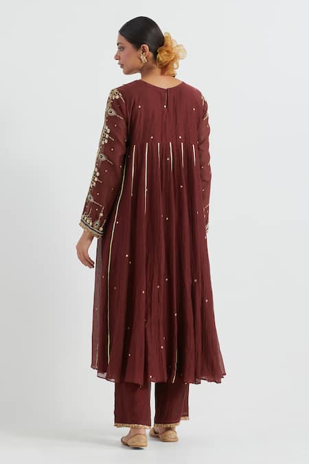 Ikshita Choudhary Hand Embroidered Yoke Anarkali & Pant Set 