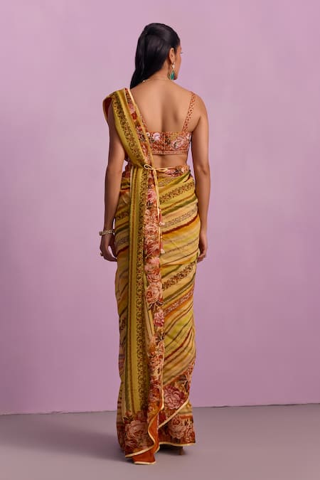 Kalista Zoyah Flora Vine Print Saree With Blouse 