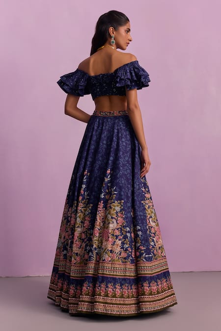 Kalista Amelia Gardenia Print & Embellished Lehenga With Blouse 