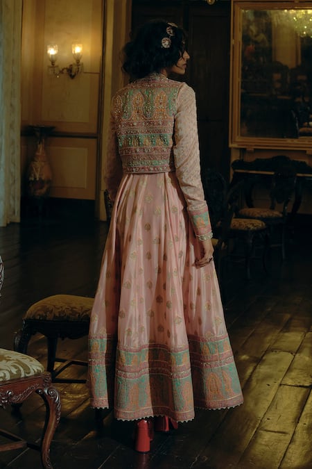 Aditi Gupta Zari Embroidered Anarkali Set With Belt 