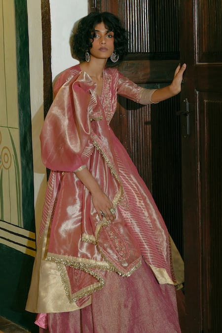 Buy Aditi Gupta Pink , Jacquard, Organza Sequins, Pearls, Paisley Jacket Skirt Set Online at Aza Fashions Buy_Aditi Gupta_Pink , Jacquard, Organza Sequins, Pearls, Paisley Jacket Skirt Set _Online_at_Aza_Fashions