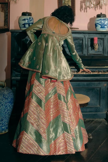 Aditi Gupta Peplum Top With Skirt And Dupatta Set
 