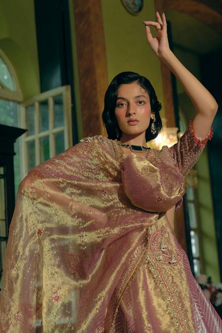 Shop Aditi Gupta Purple Jacquard, , Satin Diamonds, Paisley Zari Embroidered Lehenga Set Online at Aza Fashions Shop_Aditi Gupta_Purple Jacquard, , Satin Diamonds, Paisley Zari Embroidered Lehenga Set _Online_at_Aza_Fashions