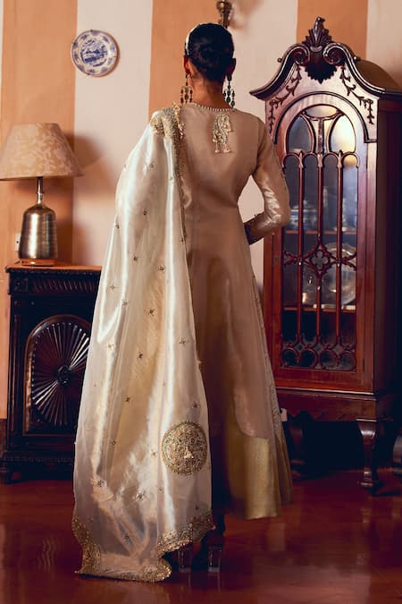 Aditi Gupta Silk Paisley Zardosi Embroidered Anarkali With Dupatta 