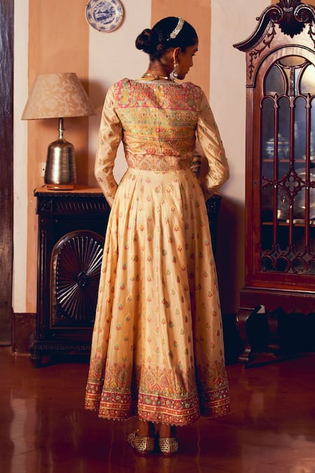 Aditi Gupta Jacquard Silk Banarasi Embroidered Jacket With Anarkali 