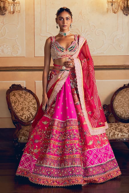 Aditi Gupta Paisley Zardosi Embroidered Bridal Lehenga Set 