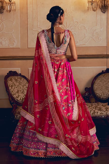 Aditi Gupta Paisley Zardosi Embroidered Bridal Lehenga Set 