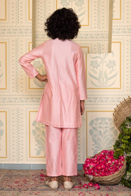 Mini Trails Peach Dori Work Kurta Set 