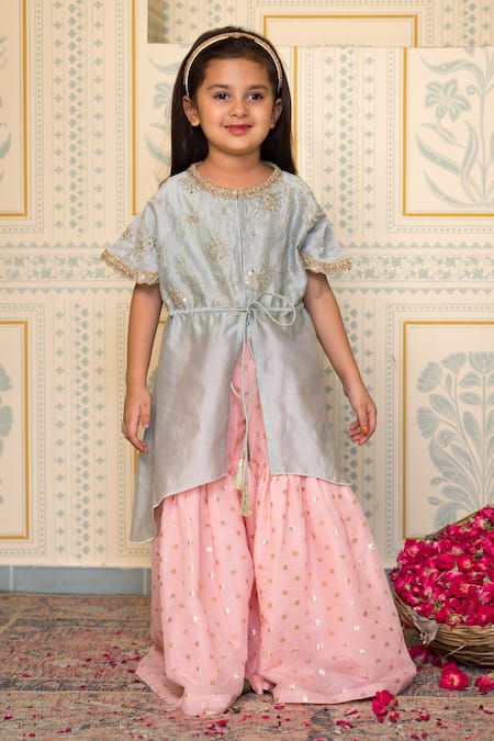 Mini Trails Flora Embroidered Kaftan With Sharara 