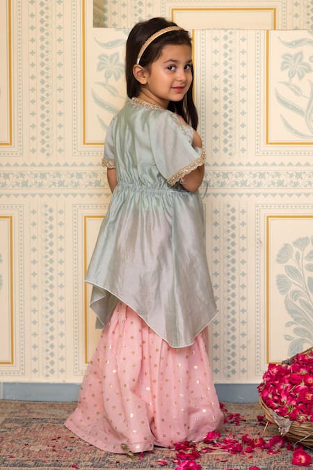 Mini Trails Flora Embroidered Kaftan With Sharara 
