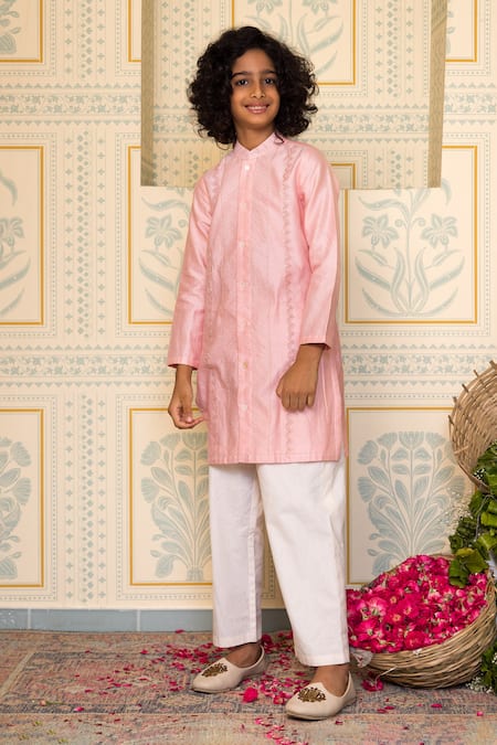 Mini Trails Dori Work Kurta With Pant 