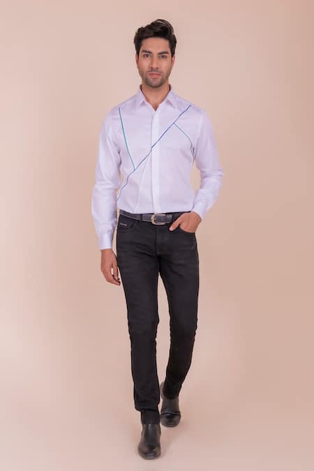 DESIGN O STITCH Piping Detailed Cotton Shirt 