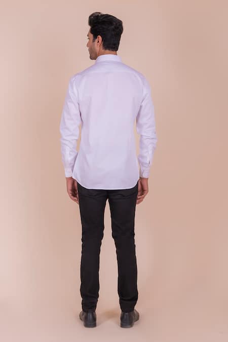 Design O Stitch White Piping Detailed Cotton Shirt For Kids