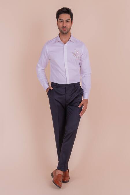 Buy_Design O Stitch_White Cotton Embroidery Bird Shirt For Kids For Kids_Online_at_Aza_Fashions