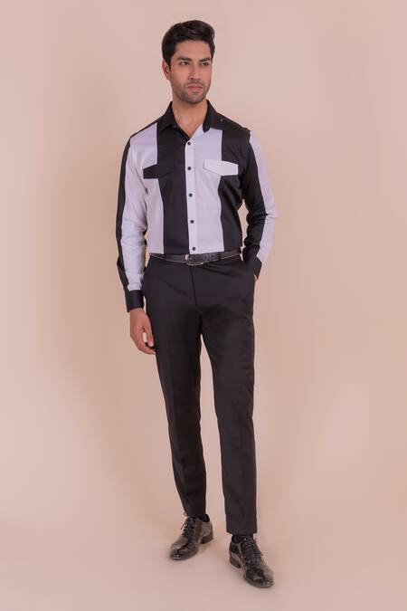 Design O Stitch_Black Cotton And White Stripe Shirt For Kids_at_Aza_Fashions