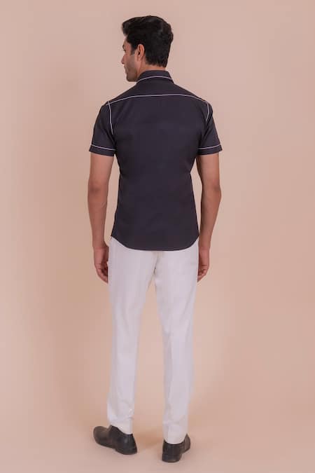 Design O Stitch Cotton Anchor Embroidered Shirt For Kids