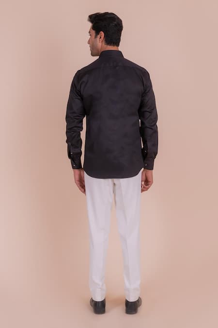 Design O Stitch Black Metallic Tape Embroidered Shirt For Kids