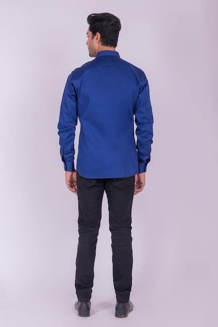 Design O Stitch Cotton Denim Flap Pocket Shirt 