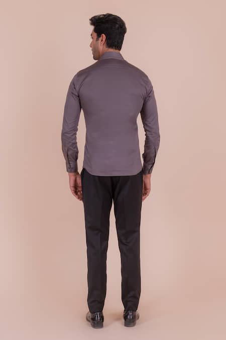 Design O Stitch Grey Cotton Cross Pattern Full Sleeve Shirt For Kids