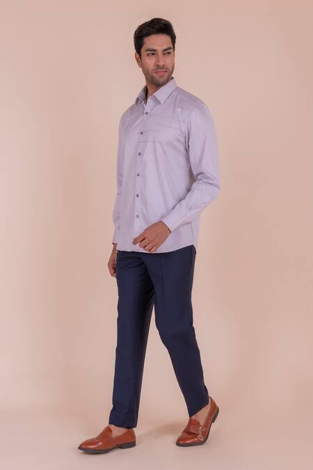 Buy_Design O Stitch_Gray Cotton Embroidery Abstract Anchor Shirt For Kids_Online_at_Aza_Fashions