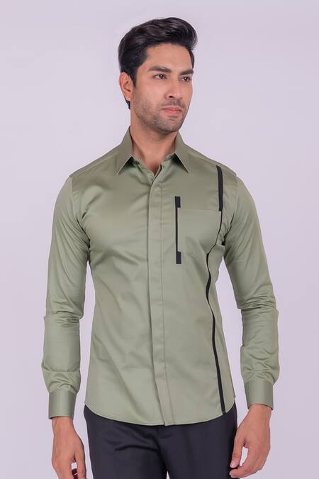 Buy_Design O Stitch_Green Cotton Abstract Pattern Full Sleeve Shirt For Kids_Online_at_Aza_Fashions