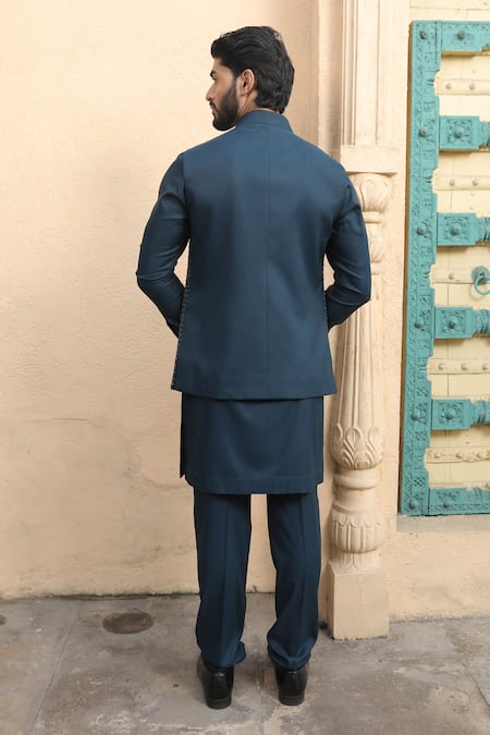 Design O Stitch Geometric Applique Bundi Kurta Set For Kids