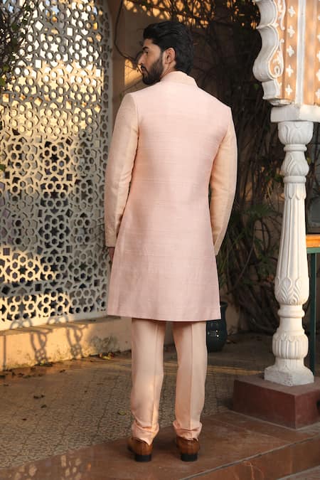 Design O Stitch Heritage Elephant Embroidered Sherwani Set For Kids