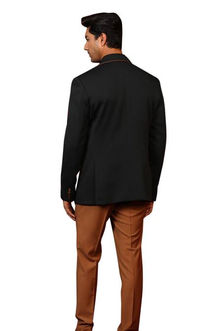 Design O Stitch_Green Denim, Suede Embroidery Horse Blazer And Pant Set For Kids_at_Aza_Fashions