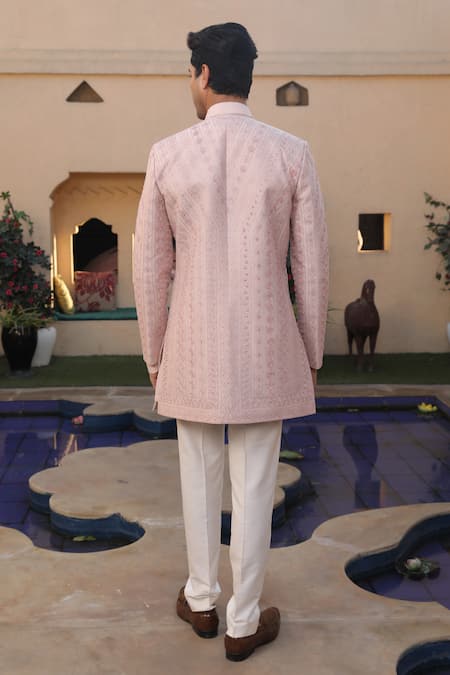 Design O Stitch Geometric Rosette Sherwani Pant Set For Kids