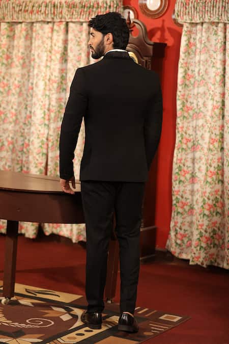 Design O Stitch Black Nalki Embellished Tuxedo Set For Kids