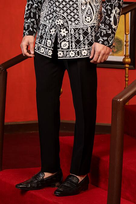Shop Design O Stitch Black Cotton Beads, Embroidery Hand Bandhgala With Pant Online at Aza Fashions Shop_Design O Stitch_Black Cotton Beads, Embroidery Hand Bandhgala With Pant_Online_at_Aza_Fashions