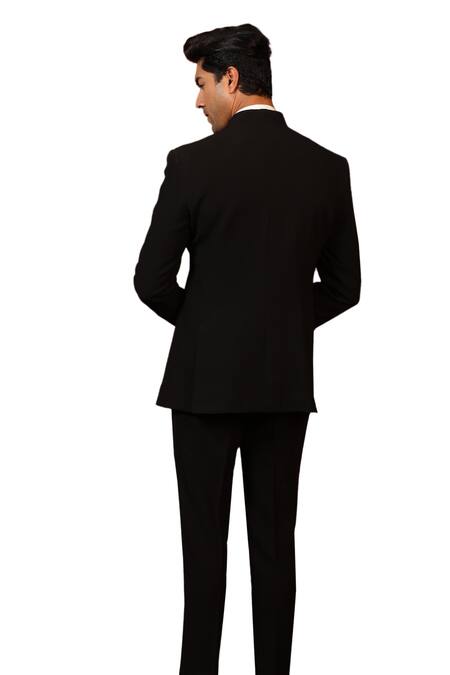 Design O Stitch Black Cotton, Polyester Embroidery Butterfly Motif Bandhgala With Pant at Aza Fashions Design O Stitch_Black Cotton, Polyester Embroidery Butterfly Motif Bandhgala With Pant _at_Aza_Fashions