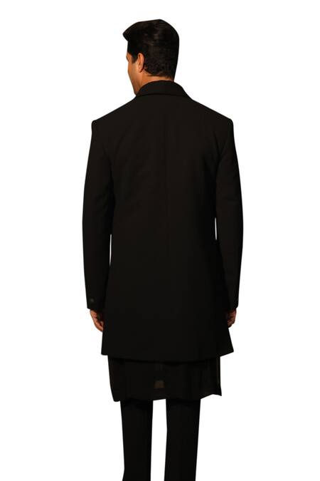 Design O Stitch Black Cotton Embroidery Solid Kurta Set With Jawahar Jacket Online at Aza Fashions Design O Stitch_Black Cotton Embroidery Solid Kurta Set With Jawahar Jacket _Online_at_Aza_Fashions