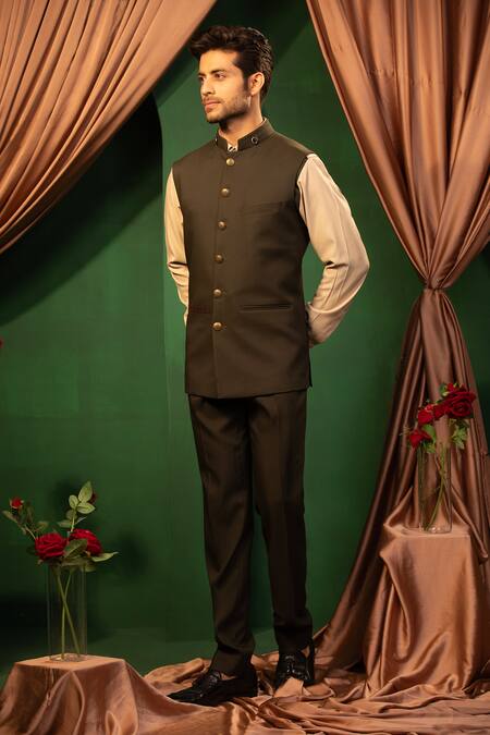Buy Design O Stitch Green Wool, Polyester Bottle Bundi And Pant Set Buy_Design O Stitch_Green Wool, Polyester Bottle Bundi And Pant Set