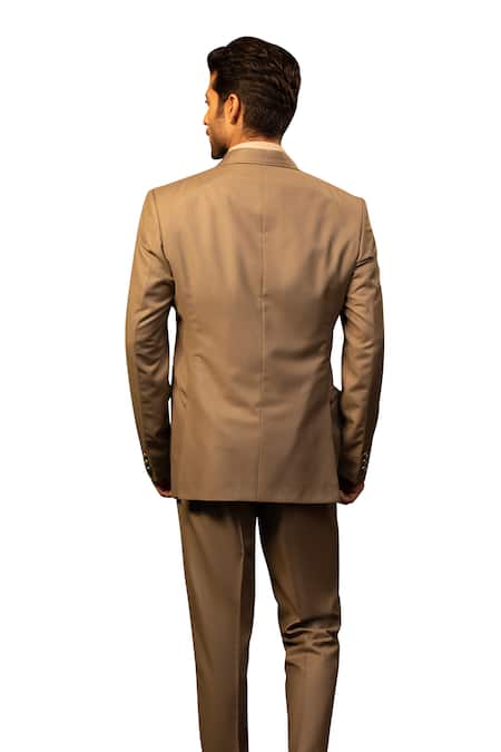 Buy_Design O Stitch_Brown Suiting Solid Blazer With Pant 