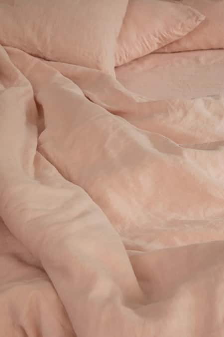 Shop Saphed Pink 100% Pure European Linen Plain Gulabjal King Duvet Cover Online at Aza Fashions Shop_Saphed_Pink 100% Pure European Linen Plain Gulabjal King Duvet Cover_Online_at_Aza_Fashions