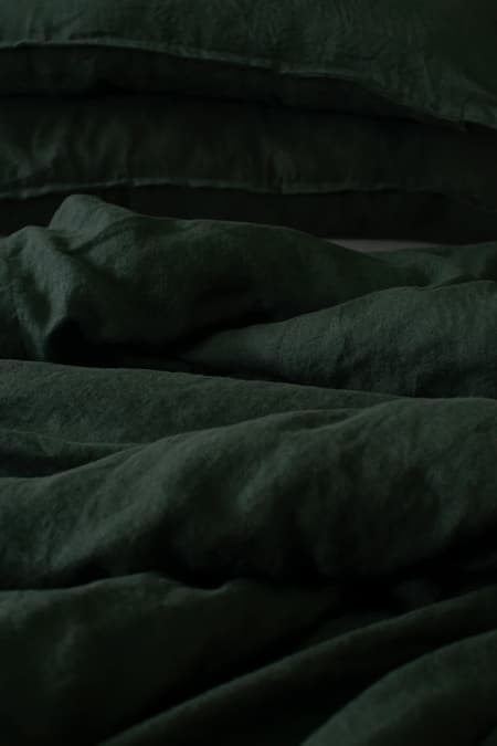 Buy Saphed Green 100% Pure European Linen Plain Kai King Duvet Cover Online at Aza Fashions Buy_Saphed_Green 100% Pure European Linen Plain Kai King Duvet Cover_Online_at_Aza_Fashions
