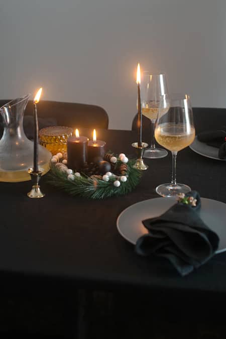 Buy Saphed Black 100% Pure European Linen Plain Kohl Table Cloth Online at Aza Fashions Buy_Saphed_Black 100% Pure European Linen Plain Kohl Table Cloth_Online_at_Aza_Fashions