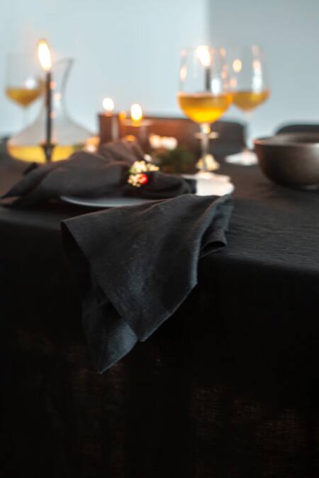 Buy Saphed Black 100% Pure European Linen Plain Kohl Rectangle Table Cloth Buy_Saphed_Black 100% Pure European Linen Plain Kohl Rectangle Table Cloth