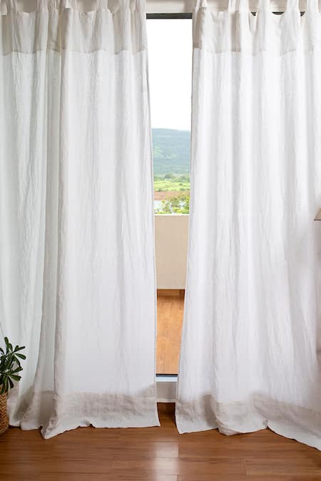 Saphed Taj Linen Curtain - Single Pc 