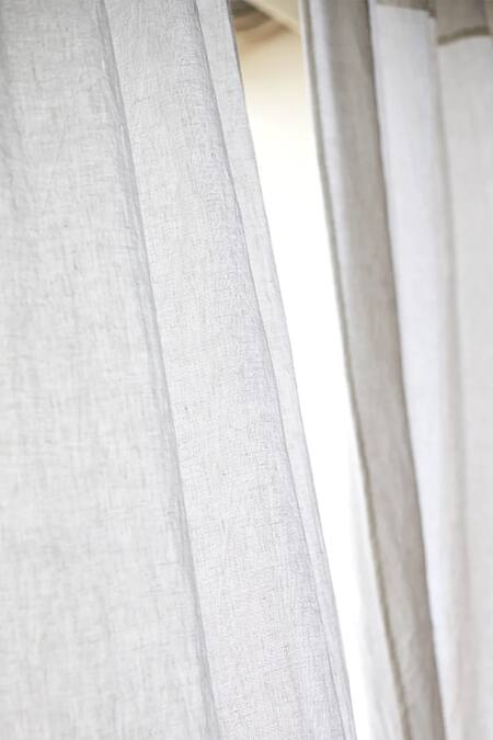 Buy Saphed White 100% Pure European Linen Plain Taj Curtain - Single Pc Online at Aza Fashions Buy_Saphed_White 100% Pure European Linen Plain Taj Curtain - Single Pc_Online_at_Aza_Fashions
