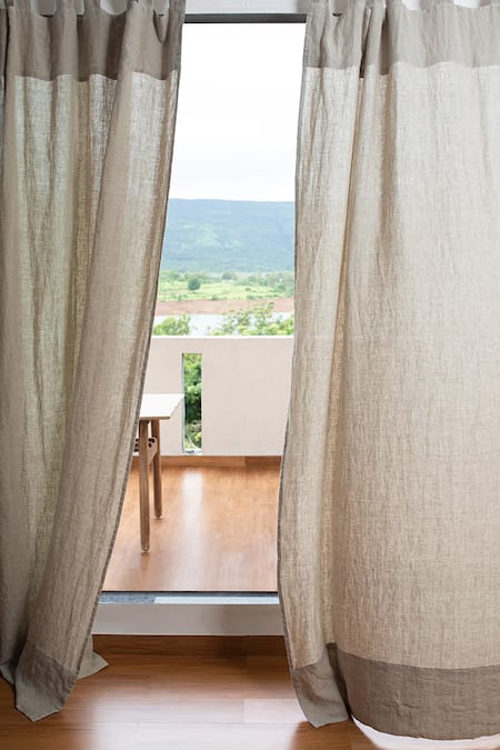 Saphed Undyed Linen Curtain - Single Pc 