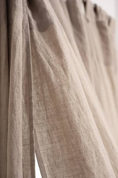 Saphed Cream 100% Pure European Linen Plain Undyed Curtain - Single Pc Online at Aza Fashions Saphed_Cream 100% Pure European Linen Plain Undyed Curtain - Single Pc_Online_at_Aza_Fashions