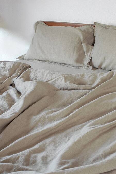 Shop Saphed Cream 100% Pure European Linen Plain Undyed Queen Sized Duvet Cover at Aza Fashions Shop_Saphed_Cream 100% Pure European Linen Plain Undyed Queen Sized Duvet Cover_at_Aza_Fashions
