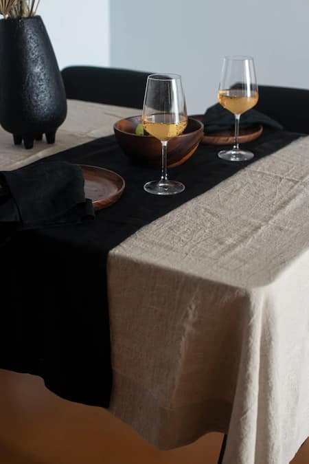 Saphed Undyed Rectangle Linen Table Cloth 