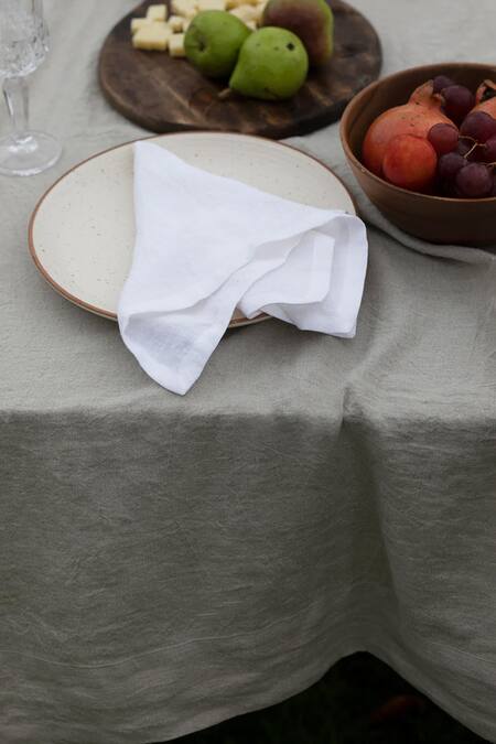 Buy Saphed Cream 100% Pure European Linen Plain Undyed Rectangle Table Cloth Online at Aza Fashions Buy_Saphed_Cream 100% Pure European Linen Plain Undyed Rectangle Table Cloth_Online_at_Aza_Fashions
