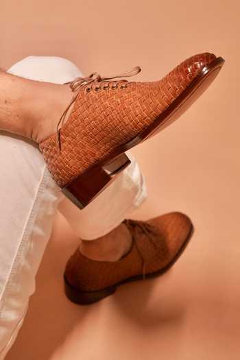 Buy_Dmodot_Brown Alto Tesso Weave Pattern Oxfords