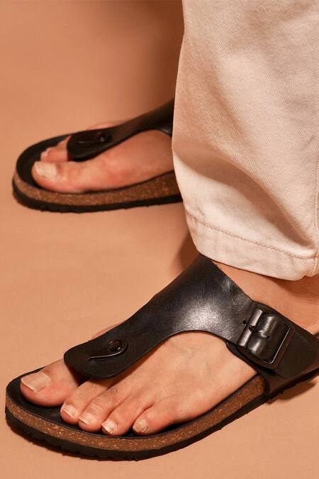 Buy_Dmodot_Black Pelle Corko Nero Slip Ons_Online_at_Aza_Fashions