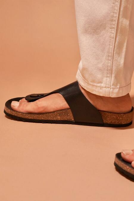 Shop_Dmodot_Black Pelle Corko Nero Slip Ons_Online_at_Aza_Fashions